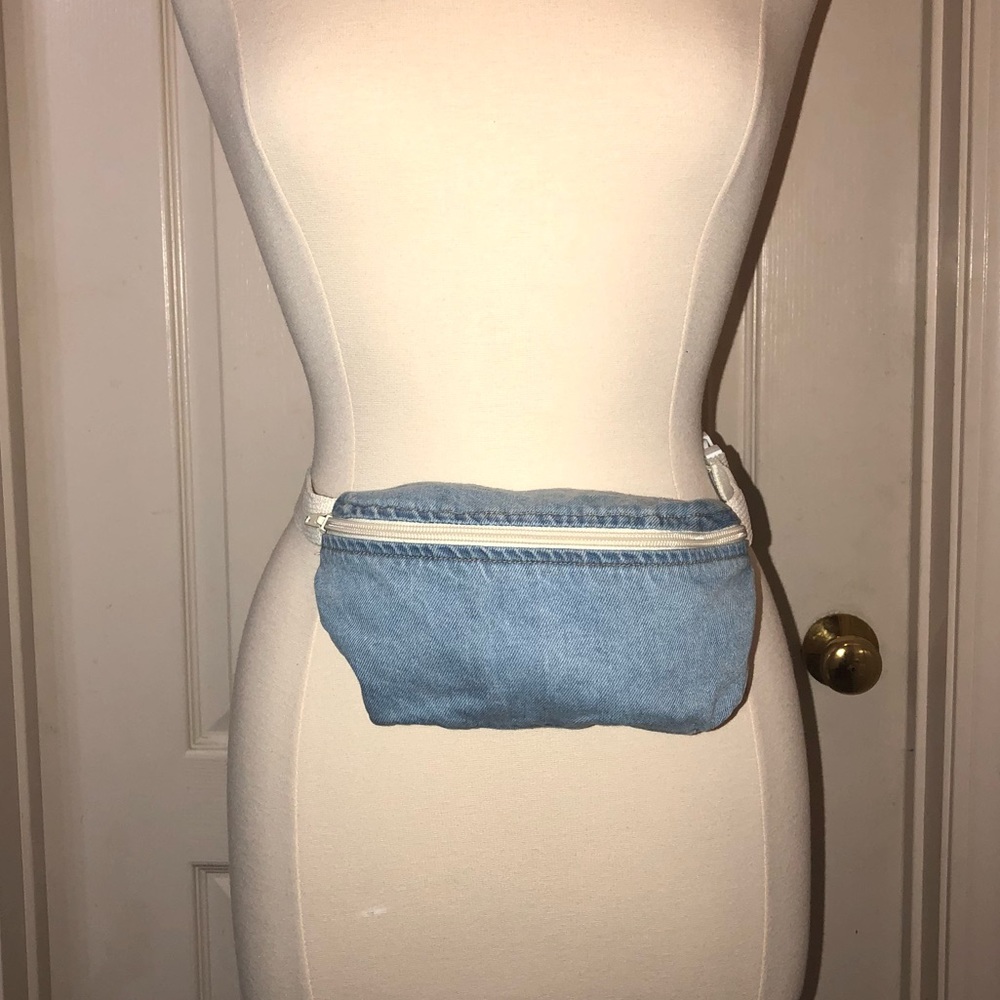 Light wash denim fanny pack